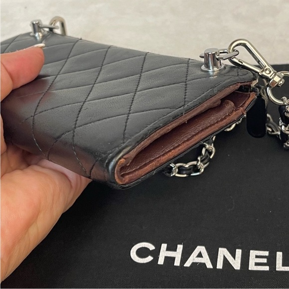 CHANEL CC LAMBSKIN ZIP WALLET ON A CHAIN CONVERSION w/COA - Picture 3 of 11
